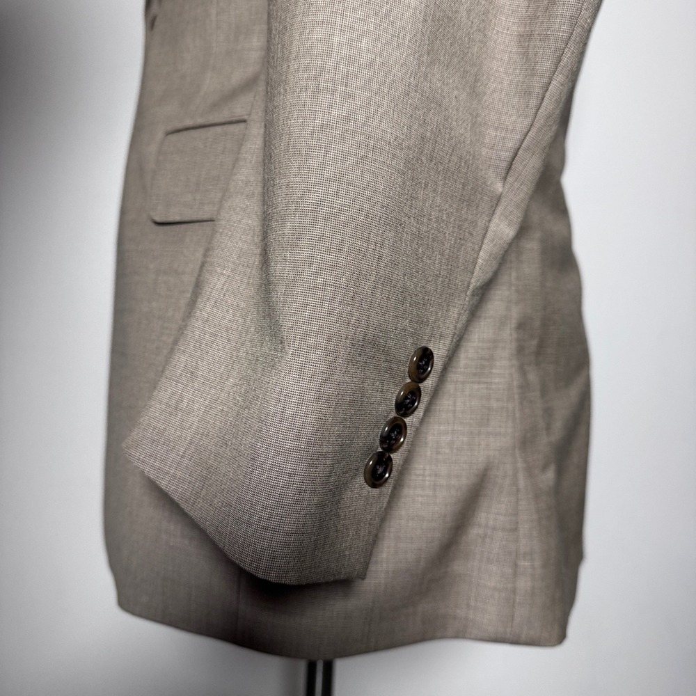 Jos. A. Bank Suit Mens 41R 34x31 Taupe Brown Solid Signature 100% Wool 2-Button - Picture 2 of 6